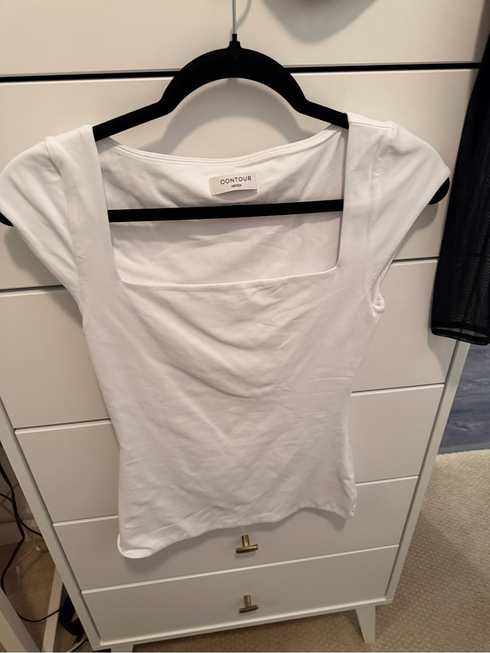 Aritzia Contour White Square Neck Tank Top